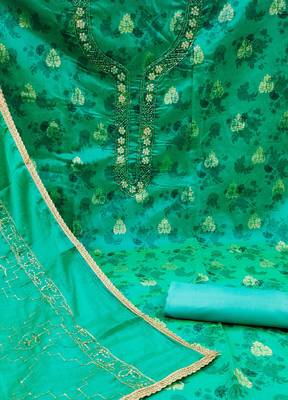 sea green cotton woven dress material 4
