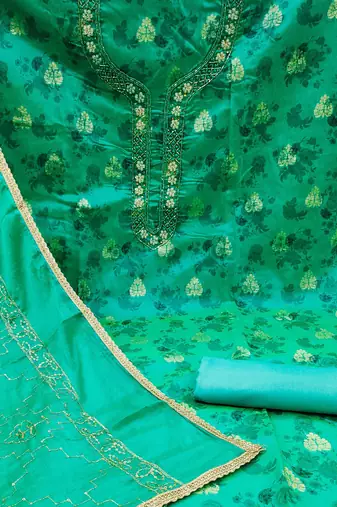 sea green cotton woven dress material