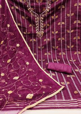 purple cotton woven dress material 2