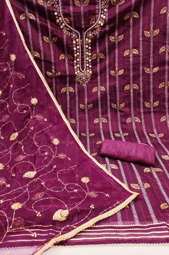 purple cotton woven dress material
