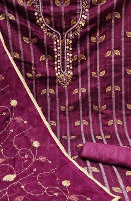 purple cotton woven dress material 4
