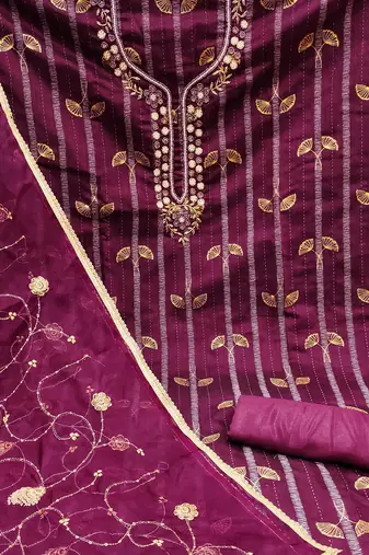 purple cotton woven dress material