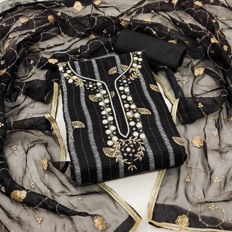 black cotton woven dress material