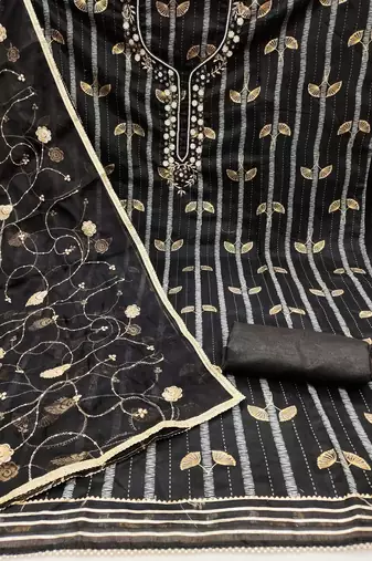 black cotton woven dress material