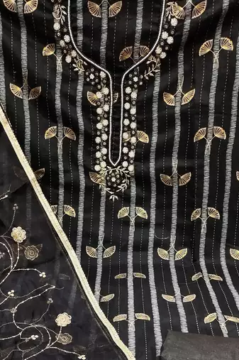 black cotton woven dress material