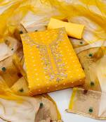 yellow cotton woven dress material