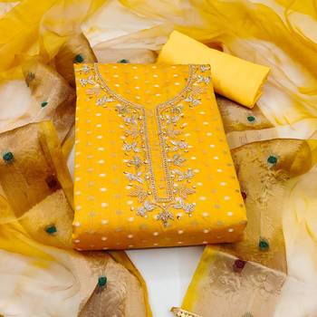 yellow cotton woven dress material 3