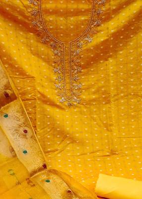 yellow cotton woven dress material 4