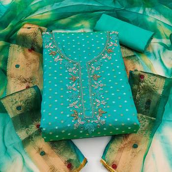 sea green cotton woven dress material 3
