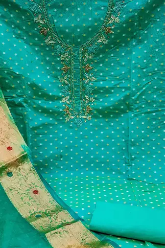sea green cotton woven dress material
