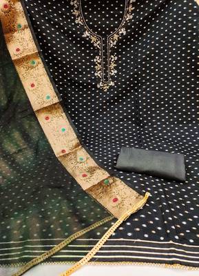 black cotton woven dress material 2