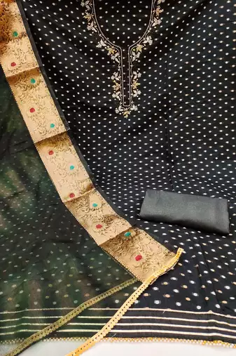 black cotton woven dress material