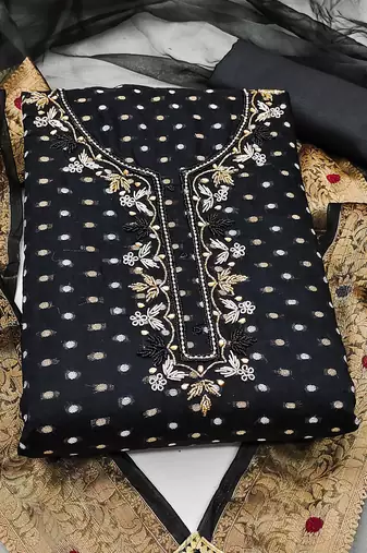 black cotton woven dress material