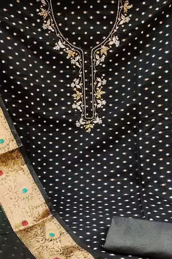 black cotton woven dress material