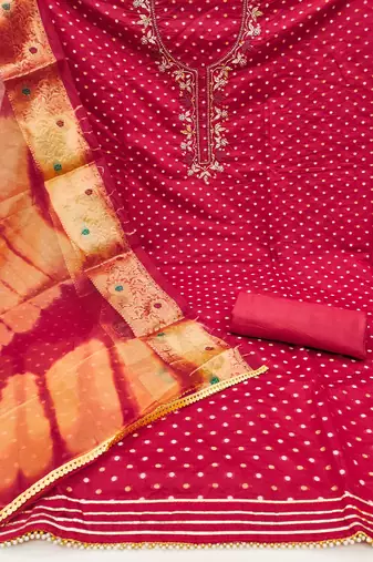 maroon cotton woven dress material