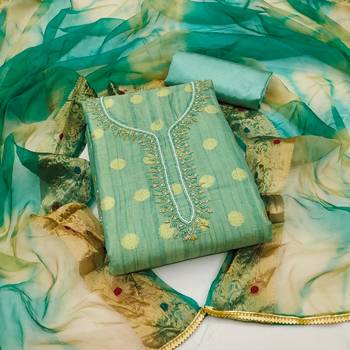 sea green cotton woven dress material 1