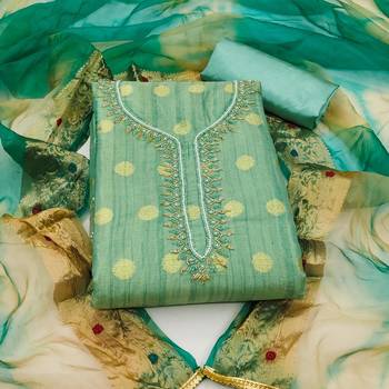 sea green cotton woven dress material 3