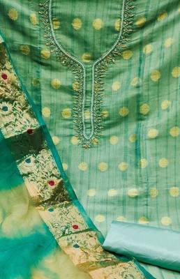 sea green cotton woven dress material 4