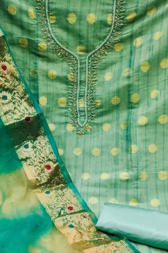 sea green cotton woven dress material