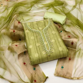 green cotton woven dress material 1