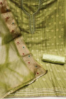 green cotton woven dress material 2