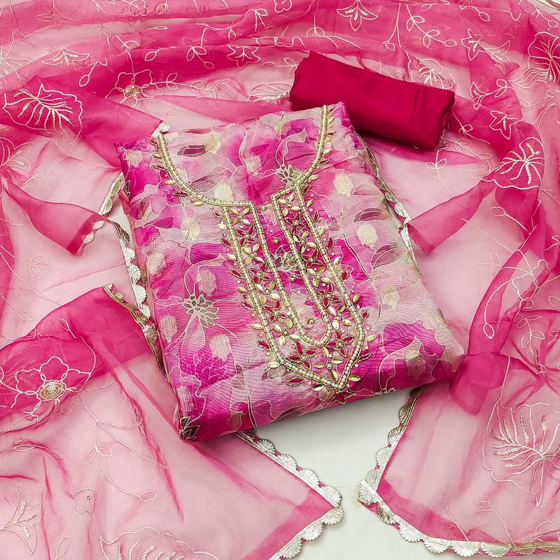 multicolor organza woven dress material