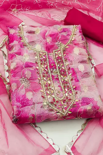multicolor organza woven dress material