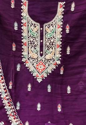 purple organza embroidered dress material 4