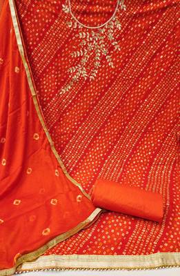 light red cotton hand embroidery dress material 2