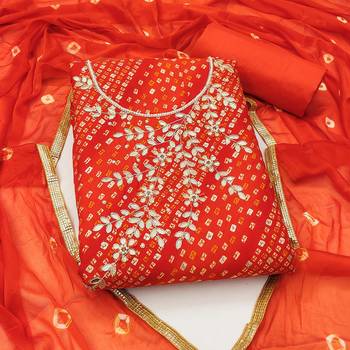 light red cotton hand embroidery dress material 3