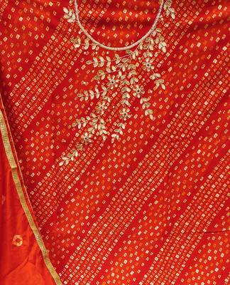 light red cotton hand embroidery dress material 4