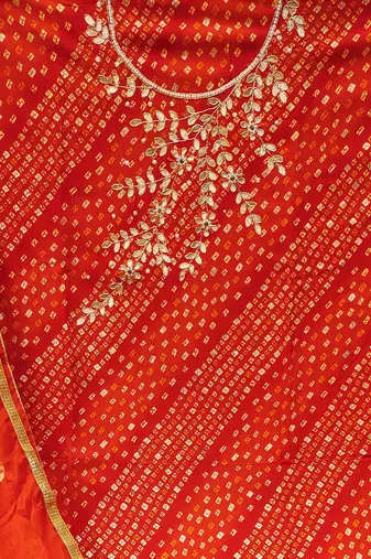 light red cotton hand embroidery dress material