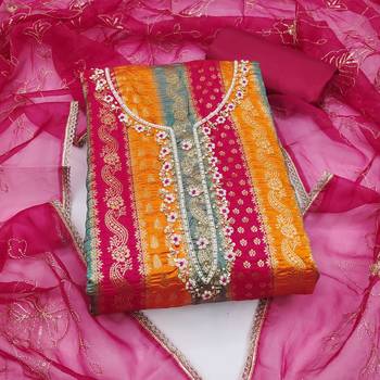 multicolor jacquard hand embroidery dress material 3