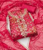 pink organza hand embroidery dress material