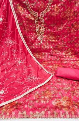 pink organza hand embroidery dress material 2