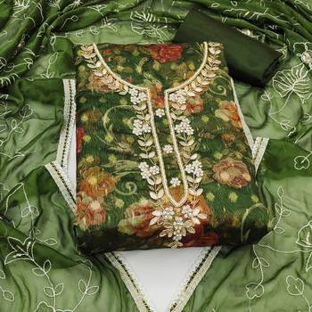 green organza hand embroidery dress material 3
