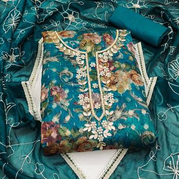 blue organza hand embroidery dress material 3