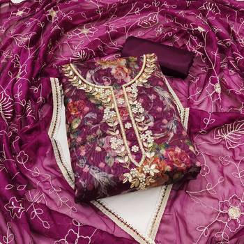 purple organza hand embroidery dress material 1