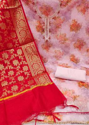 purple organza hand embroidery dress material 2