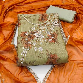 grey banarasi hand embroidery dress material 3