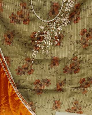grey banarasi hand embroidery dress material 4