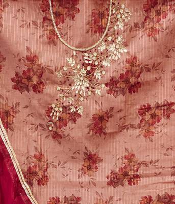 pink banarasi hand embroidery dress material 4