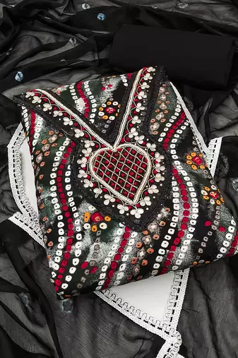 black cotton hand embroidery dress material