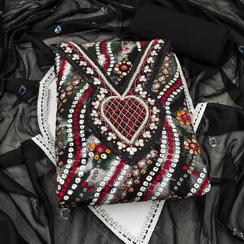 black cotton hand embroidery dress material 3