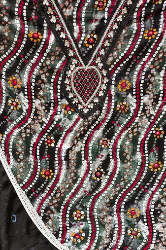 black cotton hand embroidery dress material