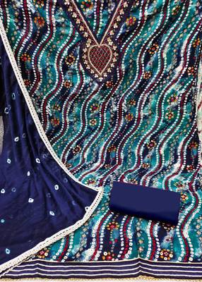 blue cotton hand embroidery dress material 2