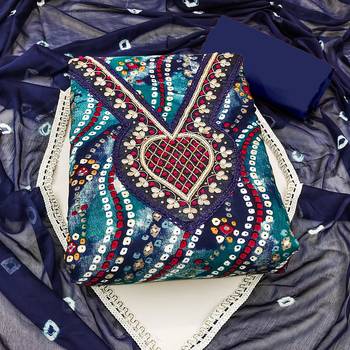 blue cotton hand embroidery dress material 3