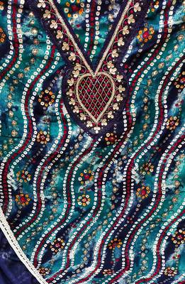blue cotton hand embroidery dress material 4