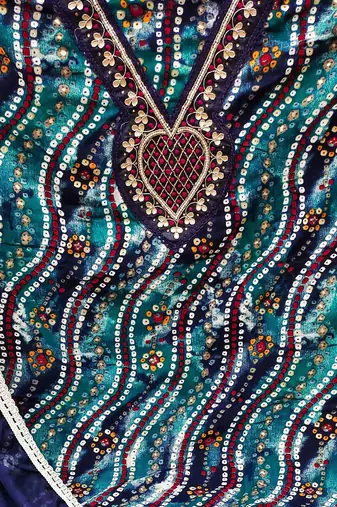 blue cotton hand embroidery dress material