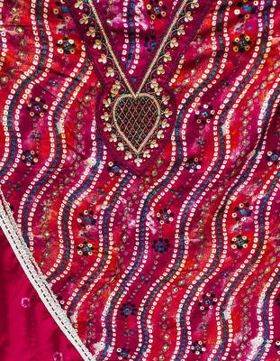pink cotton hand embroidery dress material 4